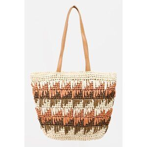 Fame Straw Braided Striped Tote Bag